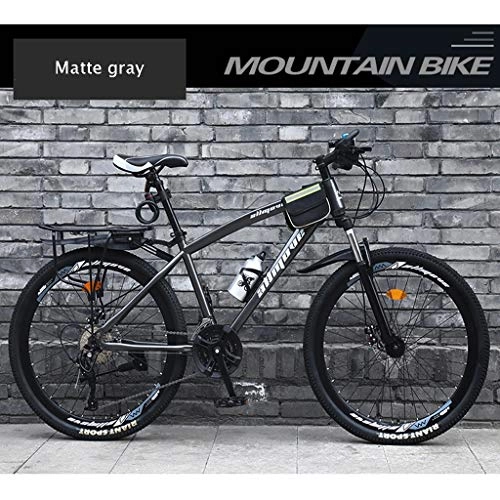 Bicicletas de montaña : Adulto Bicicleta De Montaa, De Acero Al Carbono De Alta Outroad Bicicletas Bicicletas 24 Velocidad De Estudiantes Adultos Al Aire Libre De Montaa 26 Pulgadas Ruedas (Color : Gray)