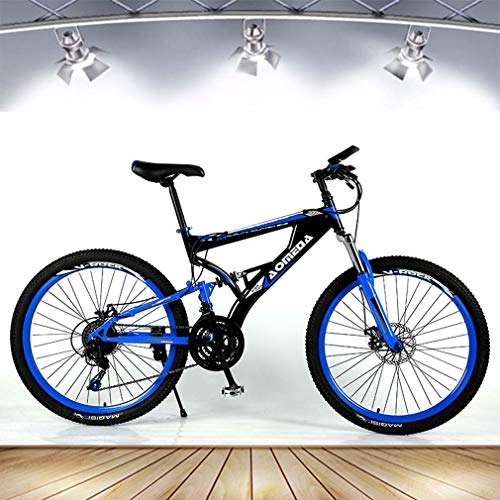 Bicicletas de montaña : Adulto Bicicleta de montaña, 21 bicis de la Velocidad de Doble Disco de Freno, de aleación de Aluminio de Bicicletas Playa Nieve, 26 Pulgadas Ruedas, Propósito General Mujer Hombre, Azul