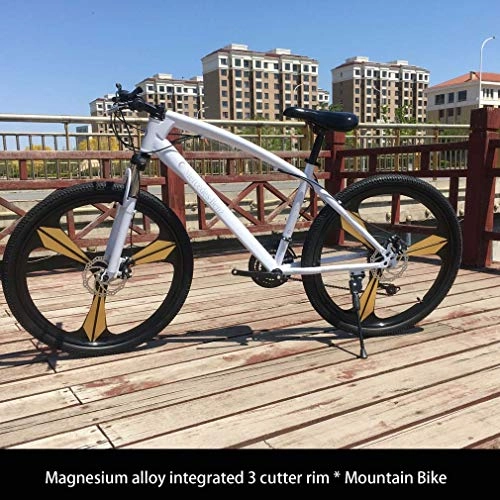 Bicicletas de montaña : AISHFP Bicicleta de montaña para Adultos de 26 Pulgadas, Bicicletas de Carreras Juveniles City Road para Estudiantes, Ruedas de Borde de 3 Cuchillas integradas de aleación de magnesio, Blanco, 24 Speed