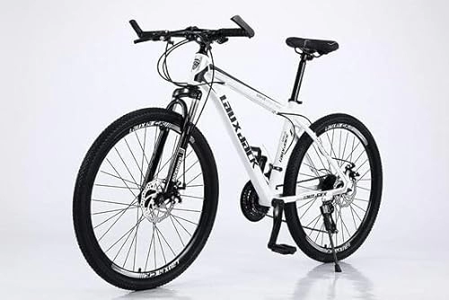 Bicicletas de montaña : Alessia Cara Lauxjack Bicicleta de montaña de 28 pulgadas, 21 marchas, marco de bicicleta de freno de disco lacado con contenido de carbono, horquilla de suspensión, color blanco