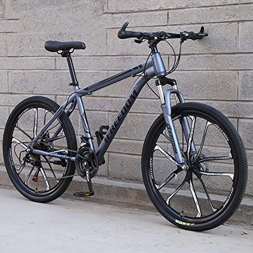 Bicicletas de montaña : Alto Carbono Choque De Acero-absorbente Plegable Bicicleta De Montaña, -24--30 Velocidad Todo-campo Bicicletas Con Frenos De Disco, 24 / 26 Pulgadas Adult Bicicleta De Montaña Negro / gris 26", 30 Velocidad