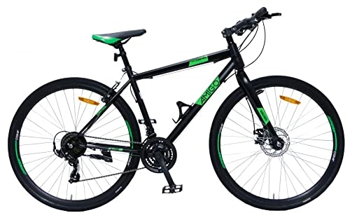 Bicicletas de montaña : Amigo Control - Bicicleta de montaña para hombre y mujer - 28 pulgadas - Shimano 21 velocidades - adecuado a partir de 160 cm - con freno de mano, freno de disco y soporte - Negro / Verde