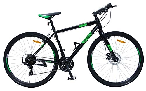 Bicicletas de montaña : AMIGO Control Hardtail Mountain Bike 28 pulgadas 47 cm Unisex 21G freno de llanta negro / verde