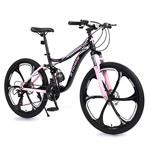 Bicicletas de montaña : AZXV Adultos Bicicleta de montaña Montaña Suspensión Completa Bicicleta de Acero de Alto Contenido de Carbono, Dual Dual Dual Dual Dual DE ARQUILIZADOR DE ARQUEMA MTB BIC Pink