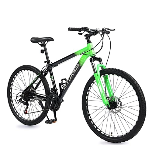 Bicicletas de montaña : AZXV Adultos Montaña Bicicleta de montaña Suspensión Completa Bicicleta de Acero de Alto Contenido de Carbono, Frenos de Disco Dual Mecánico Cambio de Choque MTB Biciclet Green