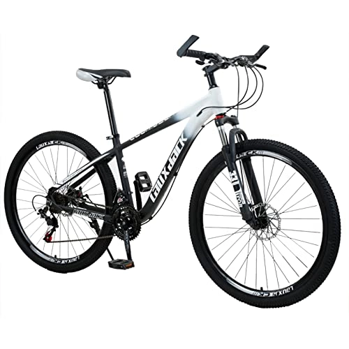 Bicicletas de montaña : AZXV Bicicleta de montaña de Las Ruedas de 26 Pulgadas, 21 / 24 / 27 velocidades de aleación de Aluminio MTB de aleación de Aluminio, Frenos de Disco mecánico, Frenos de do Black white-21