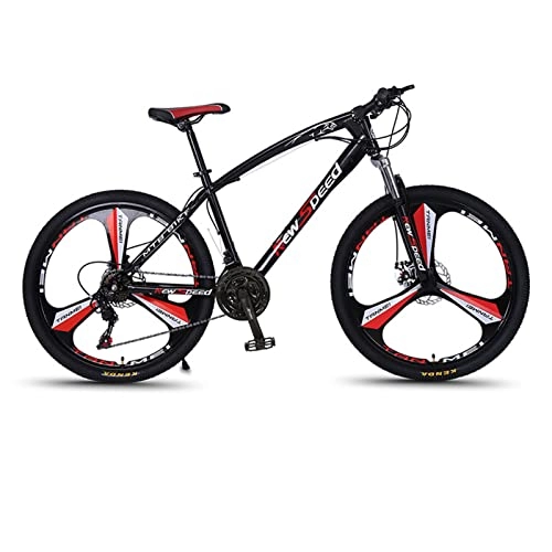 Bicicletas de montaña : AZXV Bicicleta de montaña para Hombre, suspensión de Acero Alto-Carbono MTB Bicicleta, 21 velocidades Drivetrain, Rueda de 26 Pulgadas, Freno de Disco Dual Antideslizante red-26inch