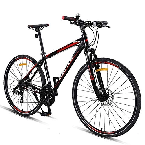 Bicicletas de montaña : AZYQ Bicicleta de carretera para adultos, bicicleta de 27 velocidades con suspensin de horquilla, frenos de disco mecnicos, bicicleta urbana de liberacin rpida, 700C, gris, Negro
