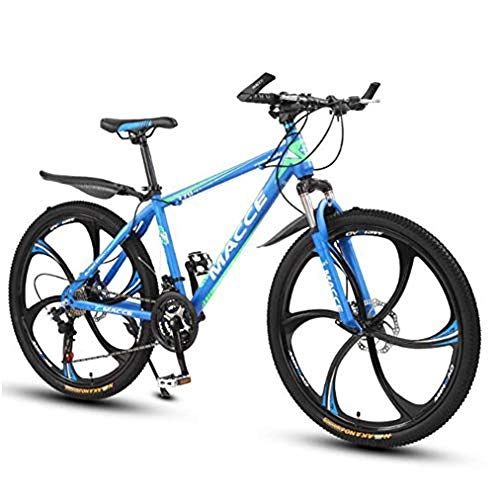Bicicletas de montaña : B-D Bicicleta De Montaña Ruedas De 26 Pulgadas, Bicicleta De Montaña para Adultos Acero De Alto Carbono Outroad Bicycle, Bicicleta De 21 Velocidades Horquilla De Suspensión Frenos De Doble Disco, Azul