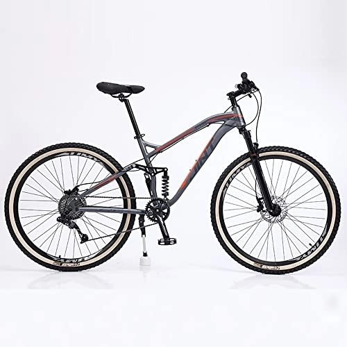 Bicicletas de montaña : Bananaww Bicicleta de Montaña con Ruedas 27.5 Pulgadas de Doble Suspensión, 9 / 10 / 11 / 12 velocidades, Freno de Disco, Bicicleta MTB para Niños, Niñas, Mujeres y Hombres, Grey Red