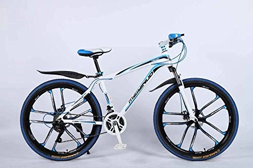 Bicicletas de montaña : Baozge 26 en Mountain Bike de 24 velocidades para adultos ligeros de aleación de aluminio Full Frame rueda suspensión delantera hombres bicicleta freno de disco azul 1-azul 5