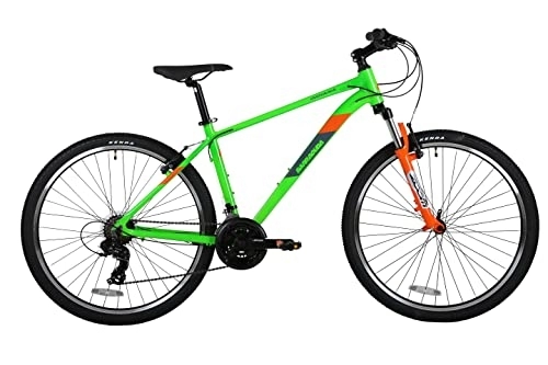 Bicicletas de montaña : Barracuda Indiana Alloy Hardtail-Bicicleta de montaña (21 velocidades) BICICLE, Unisex, Verde y Naranja, 17, 5