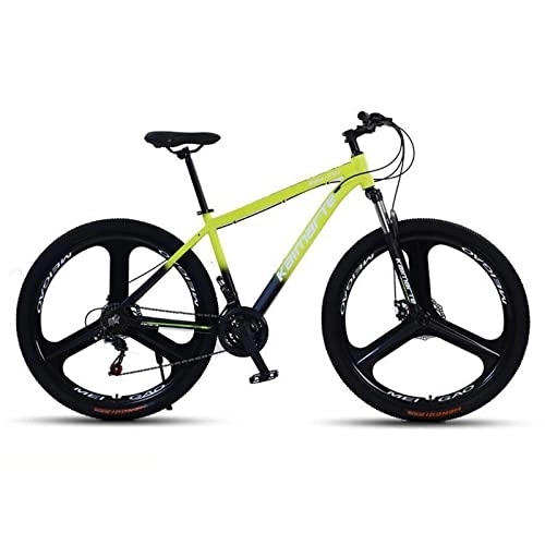 Bicicletas de montaña : Bicicleta, bicicleta de cercanías con freno de disco dual, bicicleta de montaña de 24-27 velocidades, aluminio multicolor, adecuada for senderos de carretera, playa, nieve, jungla. ( Color : Yellow ,