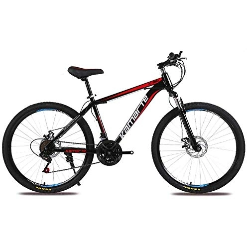 Bicicletas de montaña : Bicicleta Bicicleta de montaña, rueda de radios de 24 pulgadas Acero al carbono alto Unisex Amortiguación todoterreno Frenos de disco de bicicleta de montaña de doble suspensión, negro, 27 veloci