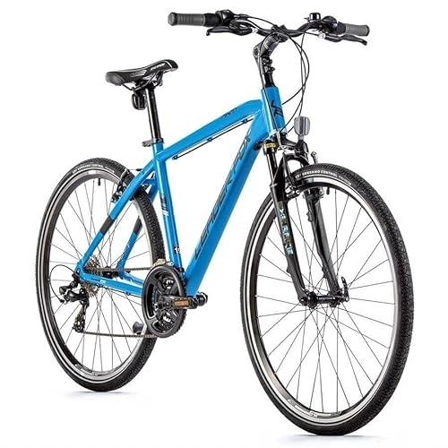 Bicicletas de montaña : Bicicleta de cross de 28 pulgadas, aluminio, 21 velocidades, altura de 44 cm, color azul