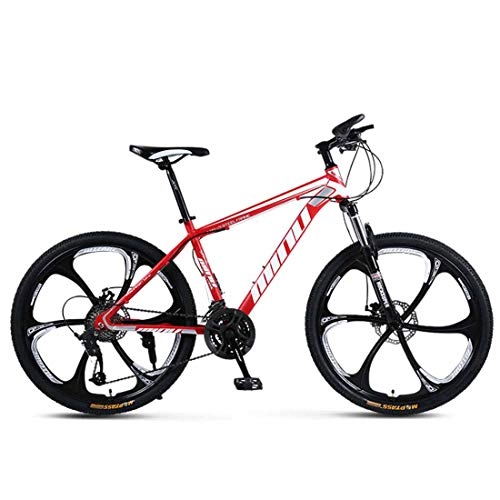 Bicicletas de montaña : Bicicleta De Montaa para Adultos 26 Pulgadas Marco De Acero Al Carbono 21 (24, 27, 30) Velocidades, Red, 21speed