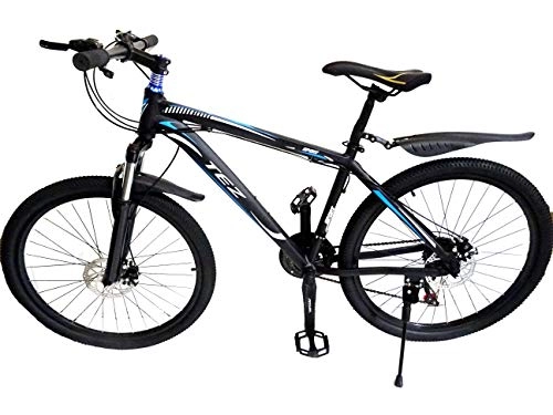 Bicicletas de montaña : Bicicleta de montaña, 26 pulgadas, cómoda, ligera, resistente, absorción de golpes, eje de fusión de 21 velocidades, acabado de gran suspensión, bicicleta de montaña para hombres y mujeres (azul)