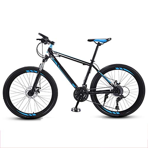 Bicicletas de montaña : Bicicleta De Montaña, Bicicleta De 24 Pulgadas Con Alta Resistencia Marco De Acero De Carbono, Bicicleta Con Frenos De Disco Duales Y 21 / 24 / 27 Variables Amortiguadores Velocidad, Black blue, 21