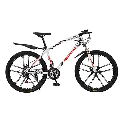 Bicicletas de montaña : Bicicleta de Montaña, Bicicleta de montaña, montaña de la bicicleta suspensión delantera, de doble freno de disco y suspensión delantera, las ruedas de 26 pulgadas ( Color : White , Size : 27-speed )