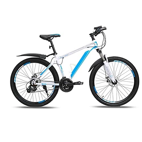 Bicicletas de montaña : Bicicleta de montaña, bicicleta para adultos para hombres y mujeres, 24 velocidades, 26 pulgadas, marco de aleación de aluminio liviano, frenos de doble disco, carreras todoterreno, color blanco