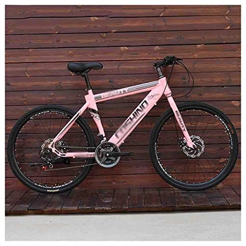 Bicicletas de montaña : Bicicleta de montaña Bicicletas Mountain Bike MTB Los hombres adultos de camino de la bicicleta for las mujeres de 26 pulgadas ruedas ajustables doble freno de disco ( Color : Pink , Size : 27 Speed )