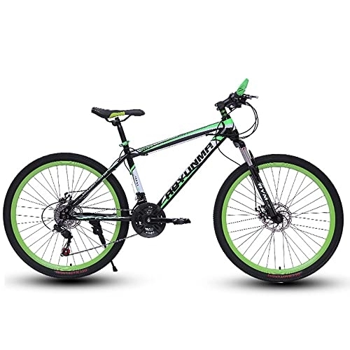 Bicicletas de montaña : Bicicleta de montaña con ruedas de 24 / 26 pulgadas, bicicleta de montaña para hombre de 21 / 24 / 27 velocidades, bicicleta MTB con freno de disco doble para mujer, acero de alto carbono, transmisión de bi