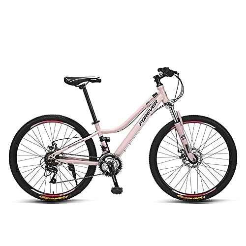 Bicicletas de montaña : Bicicleta de montaña con suspensión delantera para mujer con ruedas de 26 pulgadas, bicicleta de montaña de 24 / 27 velocidades con marco de acero de alto carbono de paso bajo, freno de disco doble par