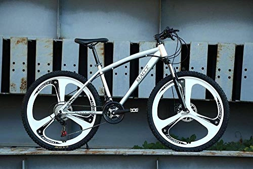 Bicicletas de montaña : Bicicleta de montaña Country Freno de doble disco de 26 pulgadas Bicicleta de campo todo terreno doble con cuadro de aleación de aluminio Outdoor Cycling Yellow 27 Speed-27 velocidades_Plata