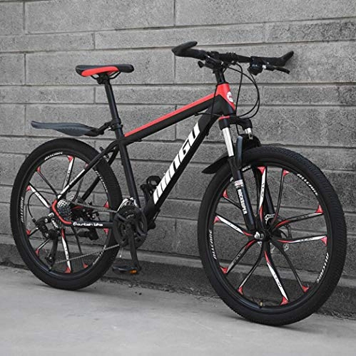 Bicicletas de montaña : Bicicleta de montaña de 26 "para adultos Bicicleta todoterreno que absorbe los golpes con suspensin delantera, asiento ajustable, marco de acero con alto contenido de carbono, 01, 26 inch 21 speed