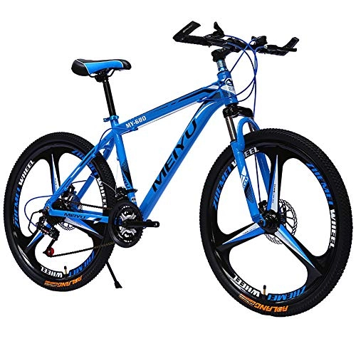 Bicicletas de montaña : Bicicleta de montaña de 26 pulgadas, bicicletas de carretera de aleación de aluminio con frenos de disco, bicicletas de MTB de suspensión completa de 21 velocidades para hombres / mujeres, Azul