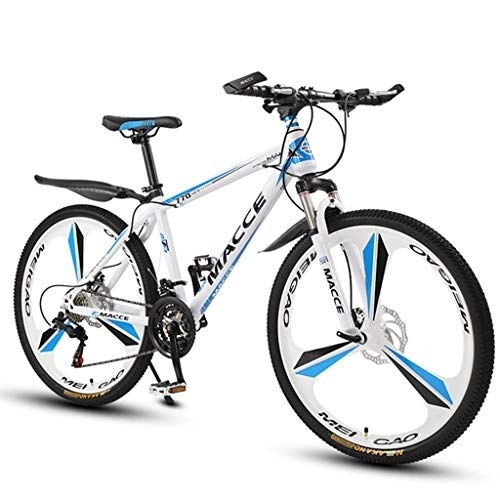 Bicicletas de montaña : Bicicleta de Montaña, De 26 pulgadas de bicicletas de montaña, radios de ruedas, bicicletas cuadro de carbono de acero, doble freno de disco delantero y Tenedor ( Color : White , Size : 21-speed )