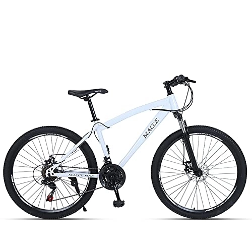 Bicicletas de montaña : Bicicleta de montaña de 26 pulgadas, nueva bicicleta de montaña de 27 velocidades, freno de disco doble, bicicleta antideslizante para adultos / hombres / mujeres, (24, blanco)