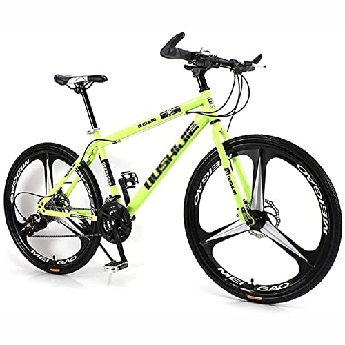 Bicicletas de montaña : Bicicleta de montaña de 26 Pulgadas para Mujeres / Hombres Ligero 21 / 24 / 27 velocidades MTB Bicicletas para Adultos Cuadro de Acero al Carbono Suspensión Delantera, Amarillo, 27 Speed