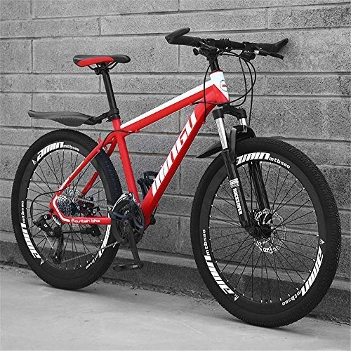 Bicicletas de montaña : Bicicleta De Montaña De 27 Velocidades, Ruedas Bicicleta De Doble Suspensión, Aleación De Aluminio Y Acero Con Alto Contenido De Carbono, Bicicletas Para Exteriores Con Freno De Disco, Red a, 24 inch