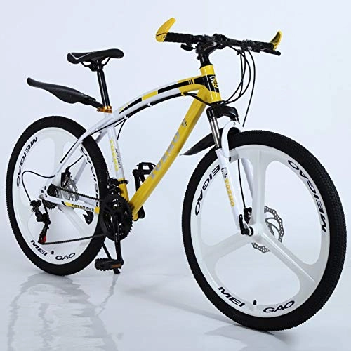 Bicicletas de montaña : Bicicleta De Montaña De Acero Con Alto Contenido De Carbono De 26 Pulgadas, Bicicleta De Montaña Para Hombres De 24 Velocidades, Adecuada Para Entusiastas De Los Deportes Y El Ciclismo, White yellow