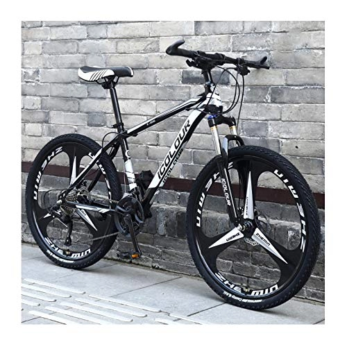 Bicicletas de montaña : Bicicleta De Montaña De Aluminio Ligero De 24 Pulgadas Y 27 Velocidades, para Adultos, Mujeres, Adolescentes, Black and White