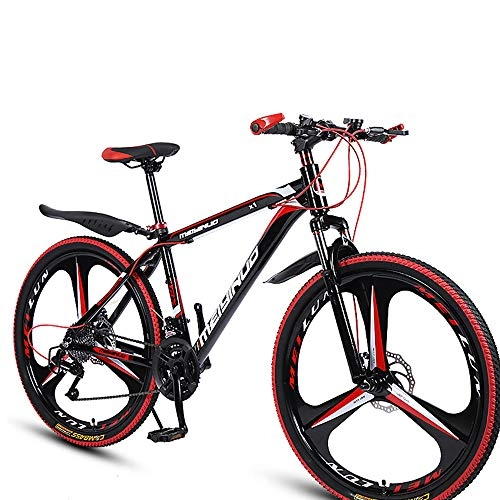Bicicletas de montaña : Bicicleta De Montaña, Freno De Disco De Absorción De Golpes De 26 Pulgadas 21 / 24 / 27 Velocidad Bicicleta De Estudiante Adulto, Negro Rojo
