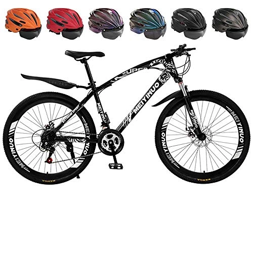 Bicicletas de montaña : Bicicleta De Montaña Hardtail De Aluminio, Bicicleta Disco De 26 Pulgadas Bicicleta De Estudiante De 21-27 Velocidades Bicicleta(se Proporcionan Cascos De Colores Aleatorios Gratis)