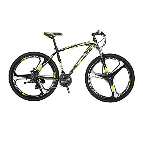 Bicicletas de montaña : Bicicleta de montaña LZX1 27.5 pulgadas 21_Velocidades Doble Disco Freno 3_Radios Ruedas 27.5 pulgadas Bicicleta de Montaña Amarillo