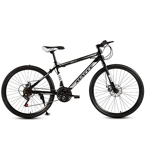 Bicicletas de montaña : Bicicleta de montaña para adultos de 24 / 26 pulgadas, bicicleta de montaña de velocidad 21 / 24 / 27 con marco de acero de alto carbono y freno de disco doble, suspensión delantera antideslizante horquilla