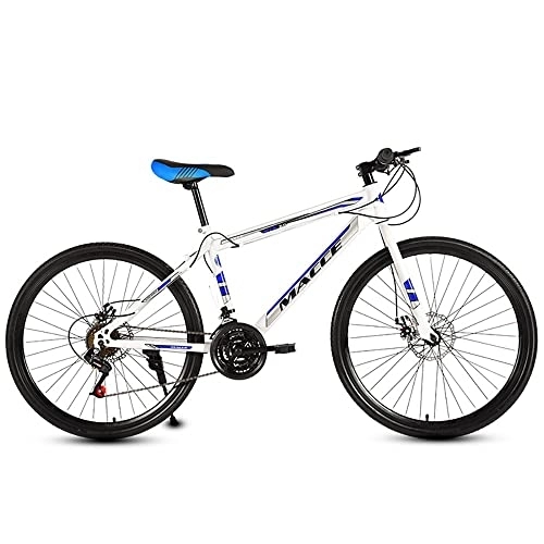 Bicicletas de montaña : Bicicleta de montaña para adultos de 24 / 26 pulgadas, bicicleta de montaña de velocidad 21 / 24 / 27 con marco de acero de alto carbono y freno de disco doble, suspensión delantera, horquilla delantera a