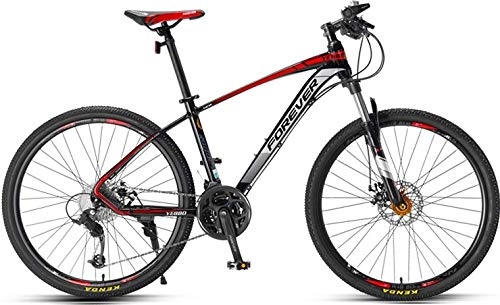 Bicicletas de montaña : Bicicleta de montaña para adultos, Forever con asiento ajustable, YE880, 27 velocidades, marco de aleacin de aluminio, color 26 pulgadas de aleacin de color negro y rojo premium., tamao 26