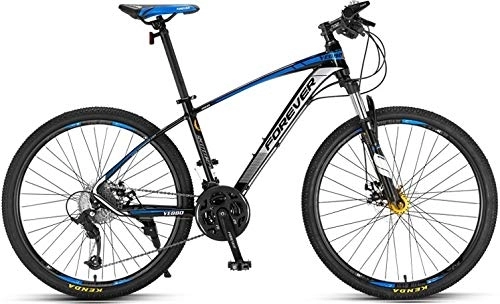 Bicicletas de montaña : Bicicleta de montaña para adultos, no marca Forever con asiento ajustable, 27 velocidades, marco de aleación de aluminio, color 26 pulgadas negro y azul aleación estándar., tamaño 26