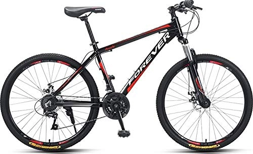 Bicicletas de montaña : Bicicleta de montaña para adultos, sin marca Forever con asiento ajustable, YE880, 24 velocidades, aleación de aluminio / marco de acero, color Acero negro rojo de 66 cm., tamaño 26''