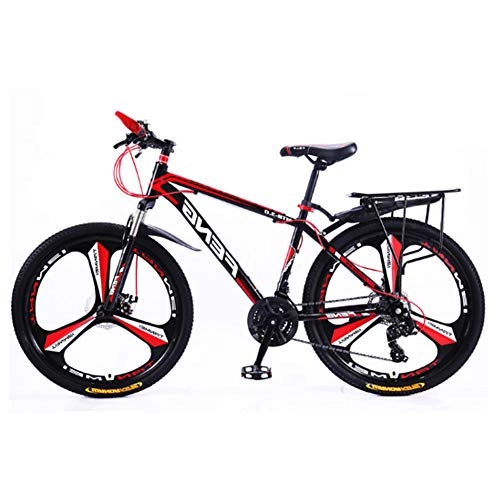 Bicicletas de montaña : Bicicleta De Montaña para Exteriores De Acero con Alto Contenido De Carbono, Adultos MTB, Bicicleta para Hombres Y Mujeres, Frenos De Disco Doble con Amortiguador Delantero, Black Red, 26inch 21speed
