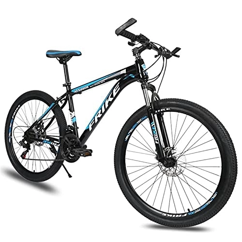 Bicicletas de montaña : Bicicleta de montaña para hombre con ruedas de 26 pulgadas, cuadro de aleación de aluminio, 21 / 24 / 27 velocidades con freno de disco doble para hombres, mujeres, adultos y adolescentes / azul / 27 velocid