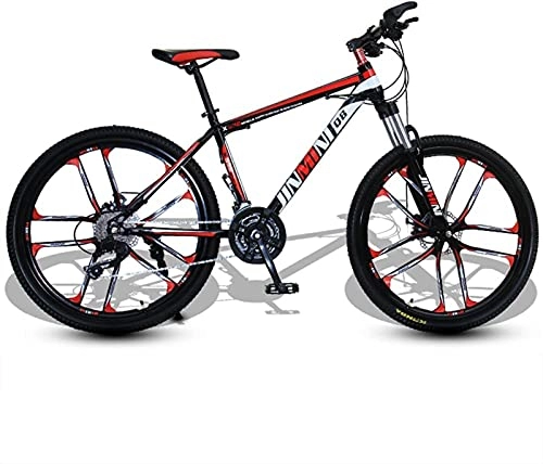 Bicicletas de montaña : Bicicleta de montaña para hombres y mujeres adultos, bicicleta MTB de suspensión completa de 21-30 velocidades, frenos de disco, bicicletas de carretera para exteriores, ruedas de diez rayos de 24 / 2