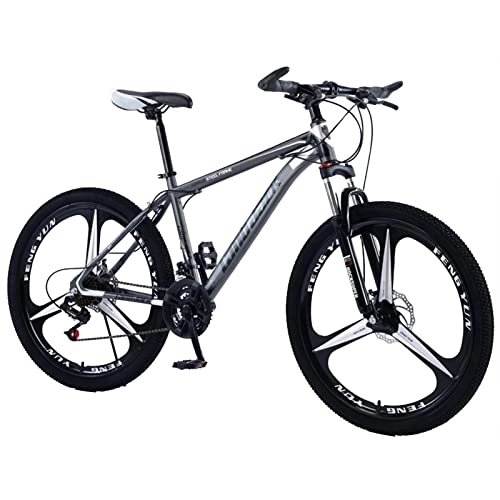 Bicicletas de montaña : Bicicleta de montaña Suspensión Completa Acero de Alto Carbono Adultos MTB Bicicleta, Freno de Disco Doble mecánico, Velocidad de 21 / 24 / 27, Ruedas de 26 Pulgadas, Black Grey-27