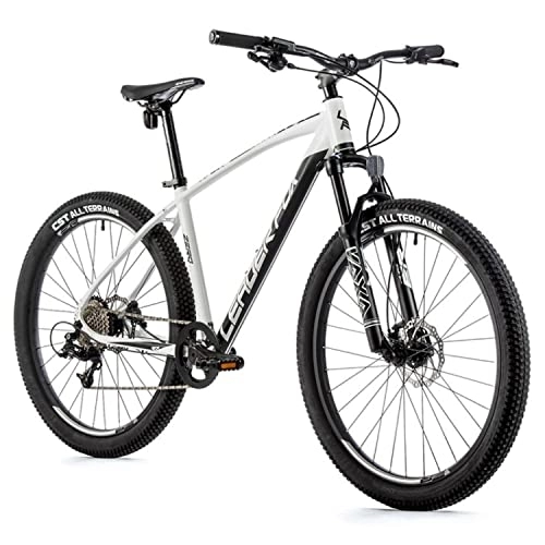 Bicicletas de montaña : Bicicleta Muscular MTB 27, 5 Leader Fox Zero 2023 Blanco-Negro Mate 9V Marco 18 Pulgadas Talla Adulto 170 a 178 cm)