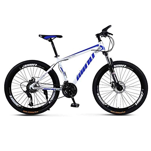 Bicicletas de montaña : Bicicleta para hombre 'Bicicleta de montaña, Acero de alto carbono Marco de acero de 27 velocidades Ruedas de radios de 26 pulgadas, Horquillas de suspensión delantera totalmente ajustables, Azul